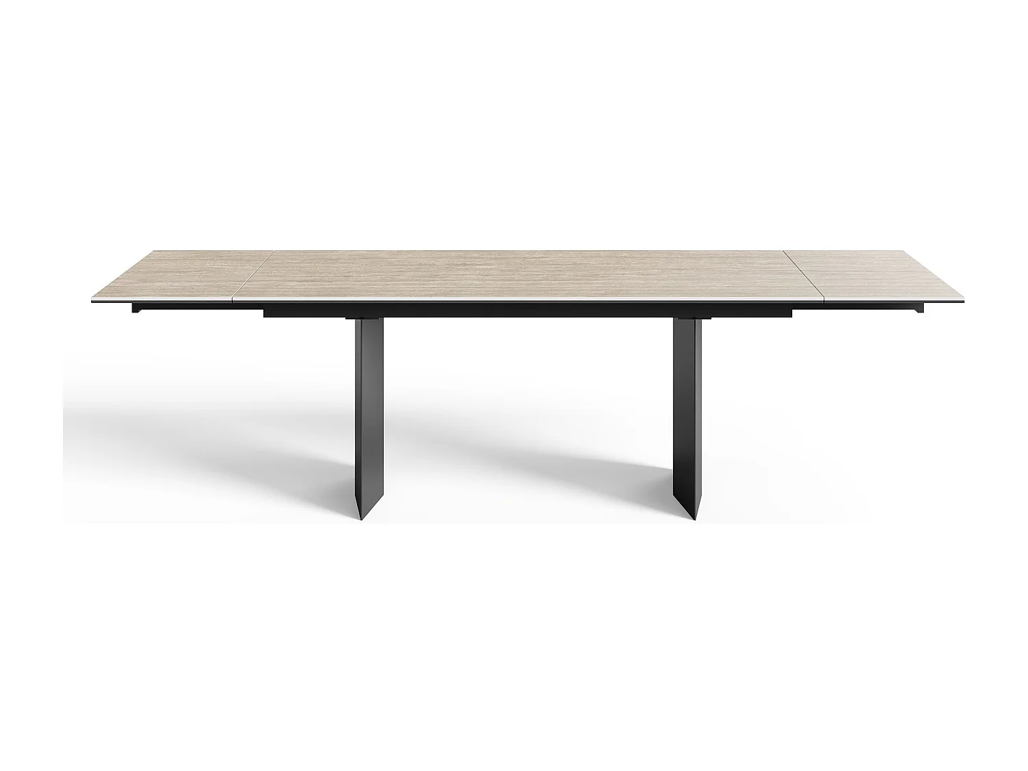 Table extensible 8-10 personnes aspect travertin et pieds noirs 180cm ROSE