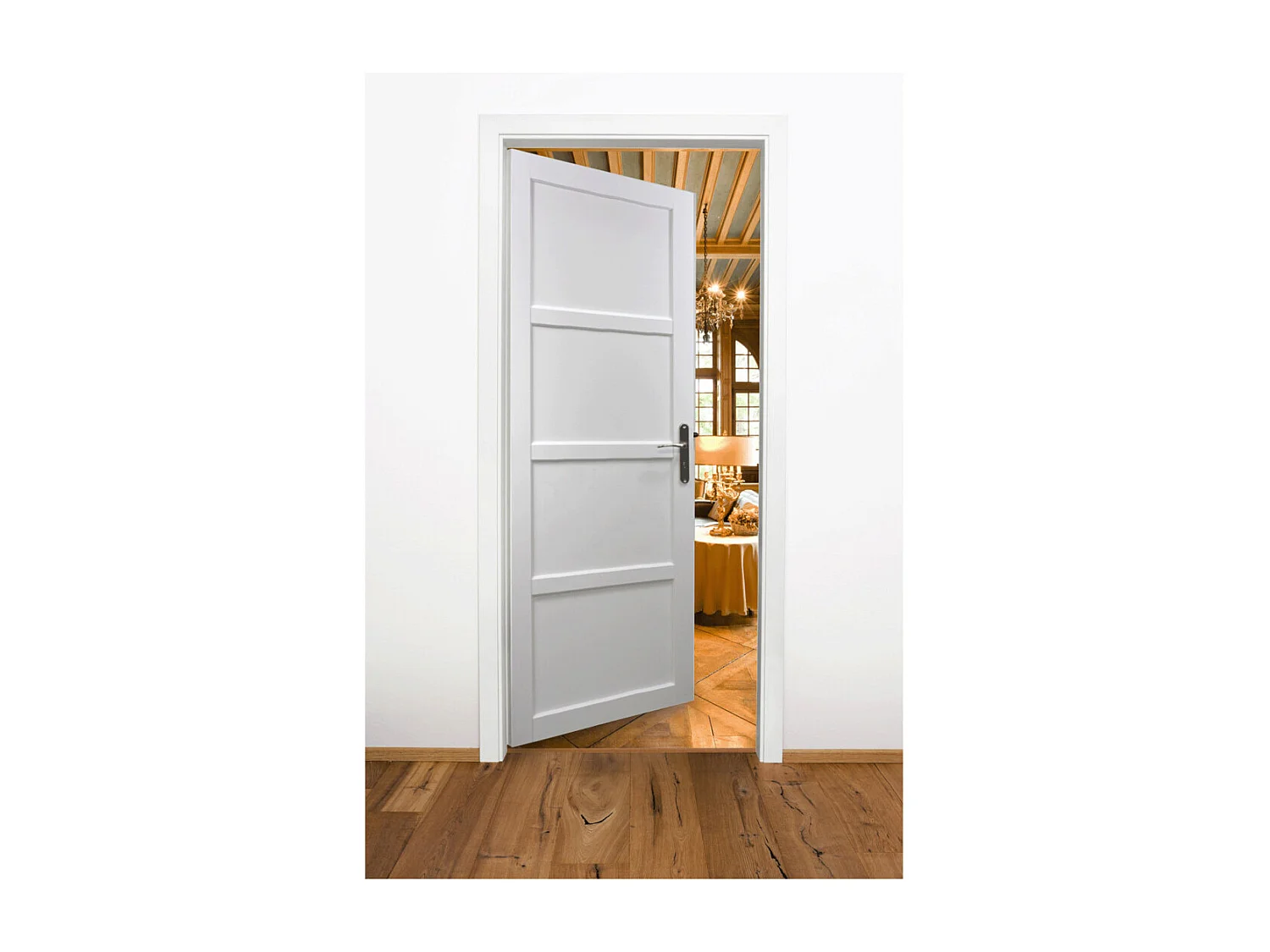 Bloc Porte Tamera Blanc H204 x L83 Poussant Gauche Cotes Tableau +Poignee Pomerol