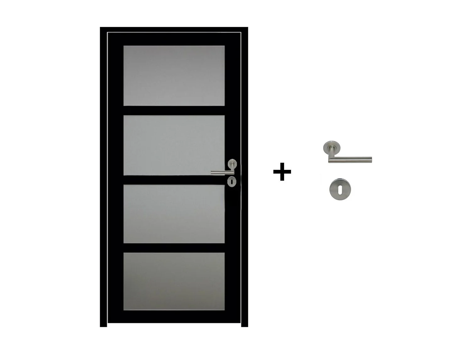 Bloque de puerta de vidrio negro Telia H204 x L83 Panel lateral izquierdo + manija