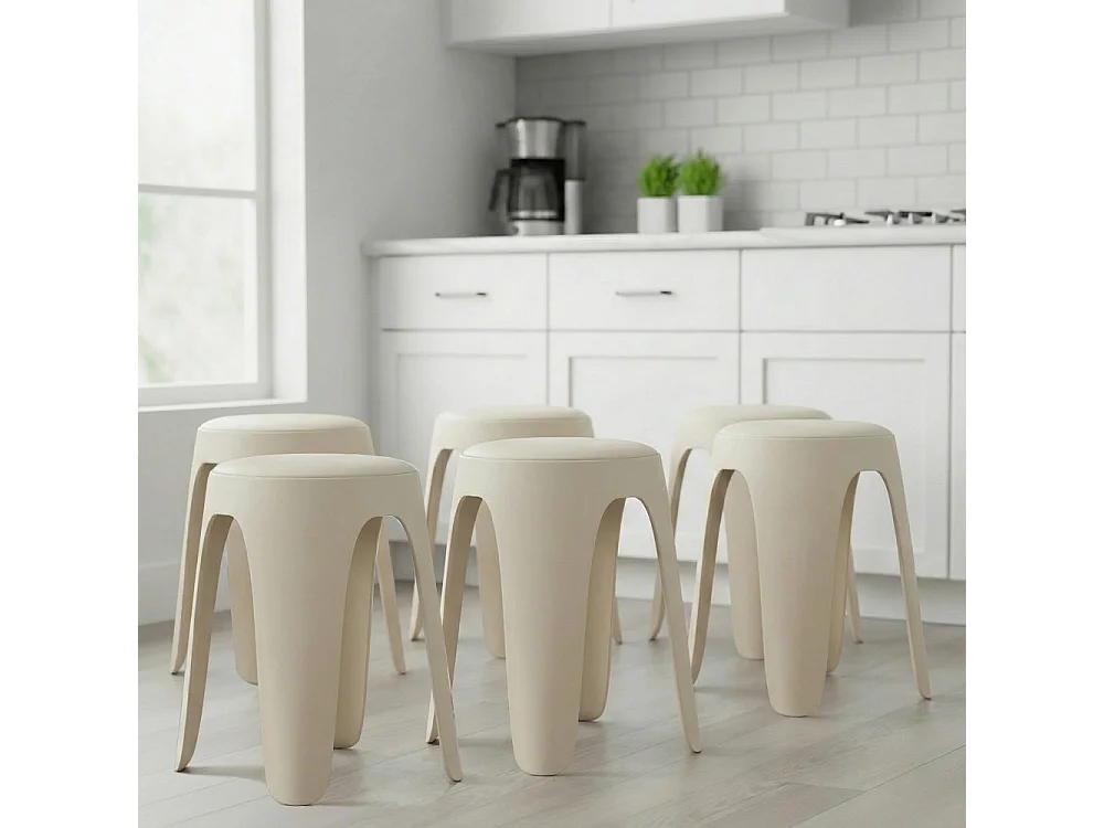 Lot de 6 tabourets empilables TOM / Beige