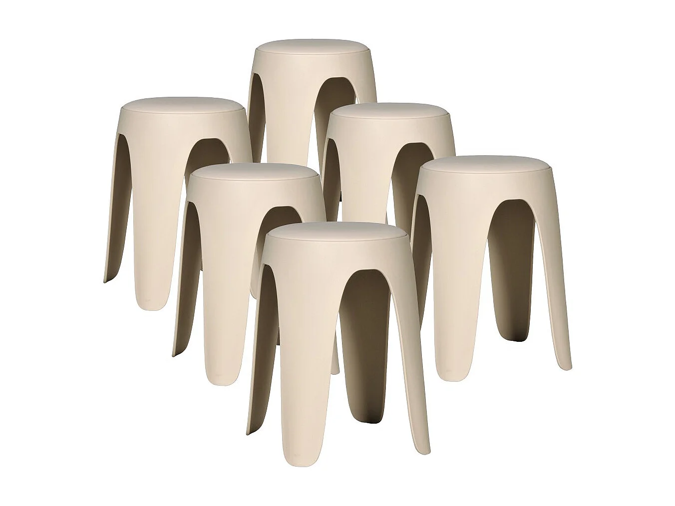 Lot de 6 tabourets empilables TOM / Beige