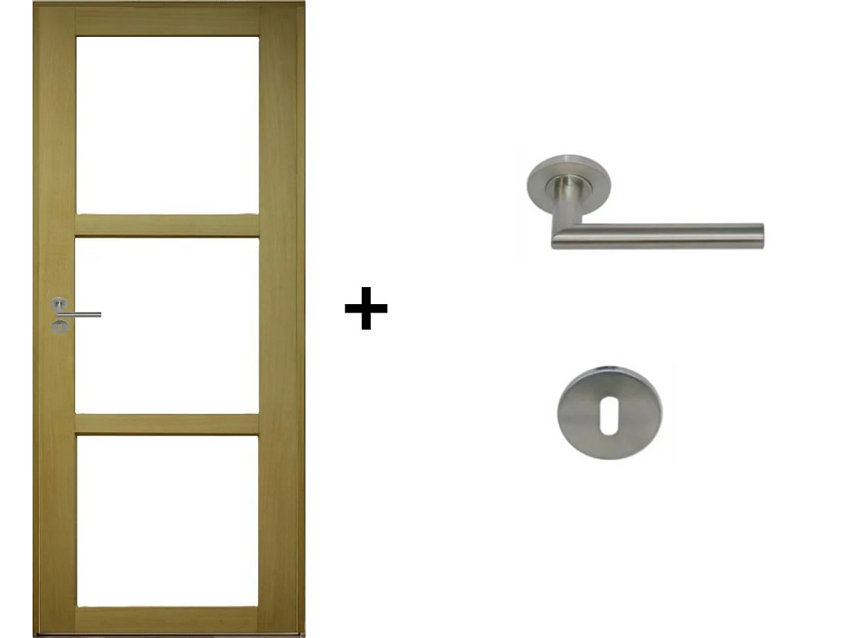 Ayous Bloque de puerta acristalamiento transparente H204 x L83 Panel lateral derecho + manija