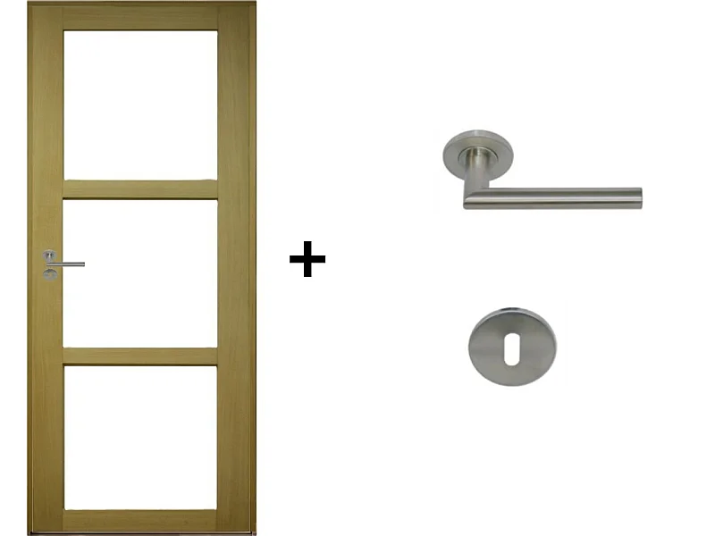 Ayous Bloque de puerta acristalamiento transparente H204 x L83 Panel lateral derecho + manija