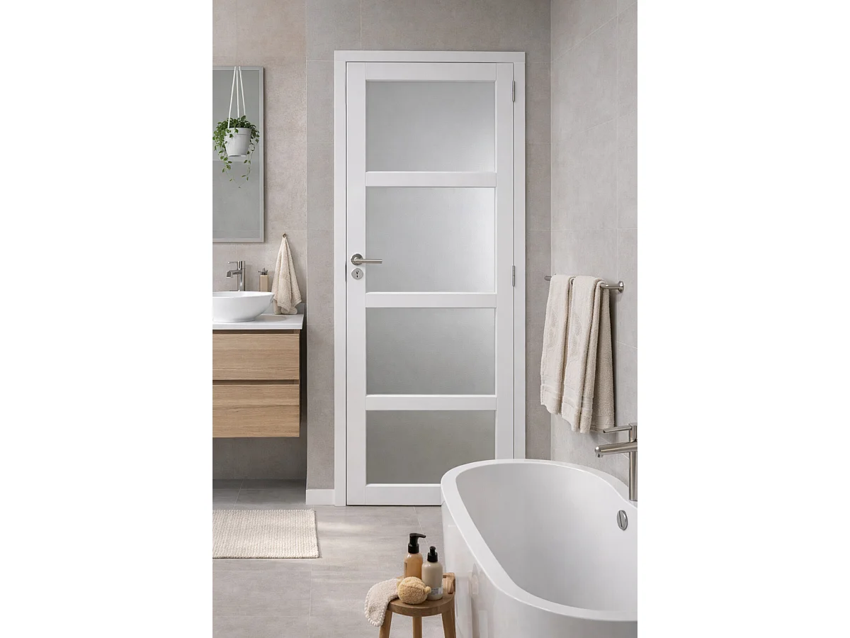 Blocco Porta Vetro Tana Bianco H204 x L73 Pannello Laterale Sinistro a Spinta + Maniglia