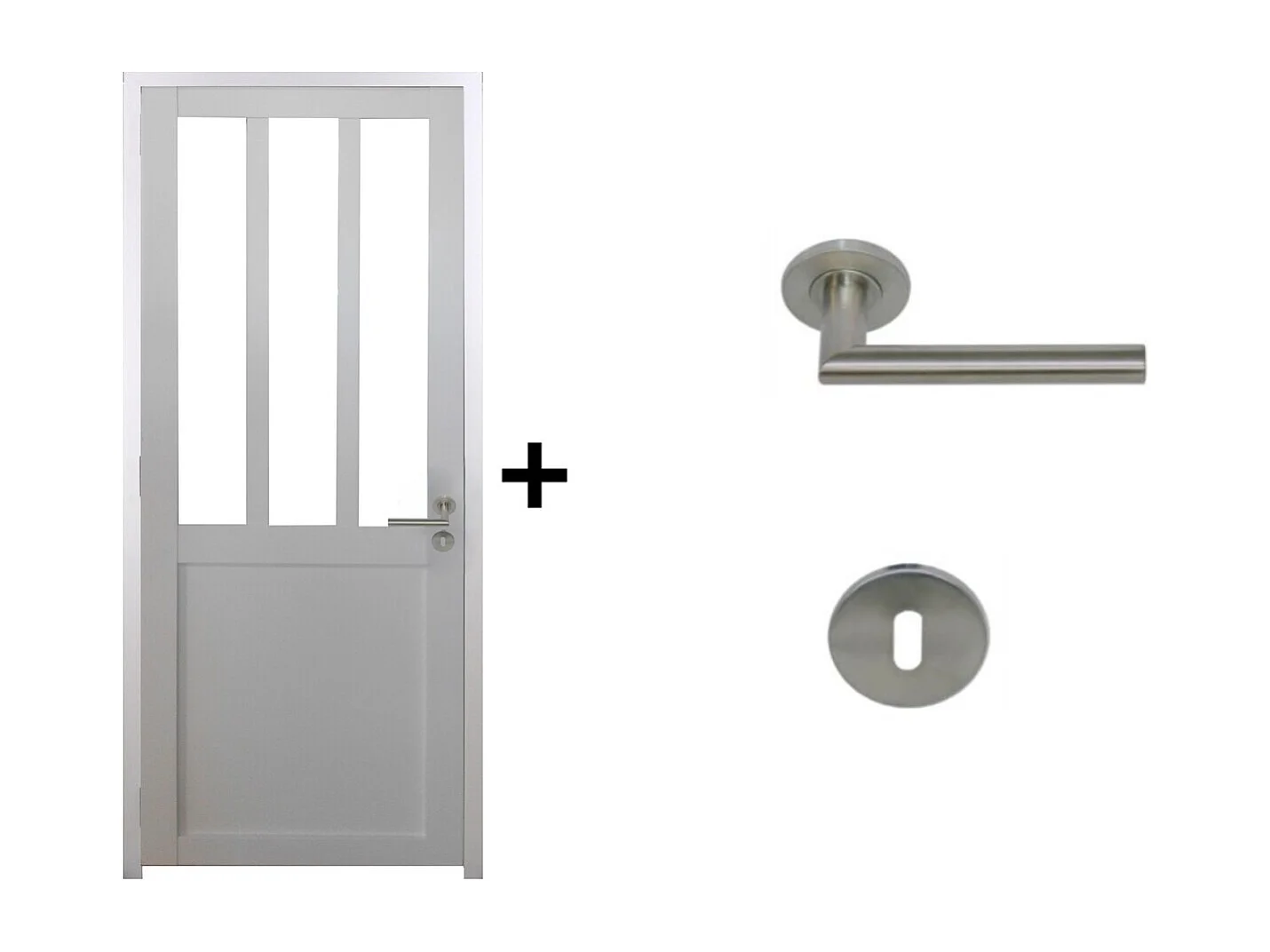 Bloc Porte Atelier BLANC H204 x L73 Poussant Gauche Cotes Tableau +Poignee Pomerol