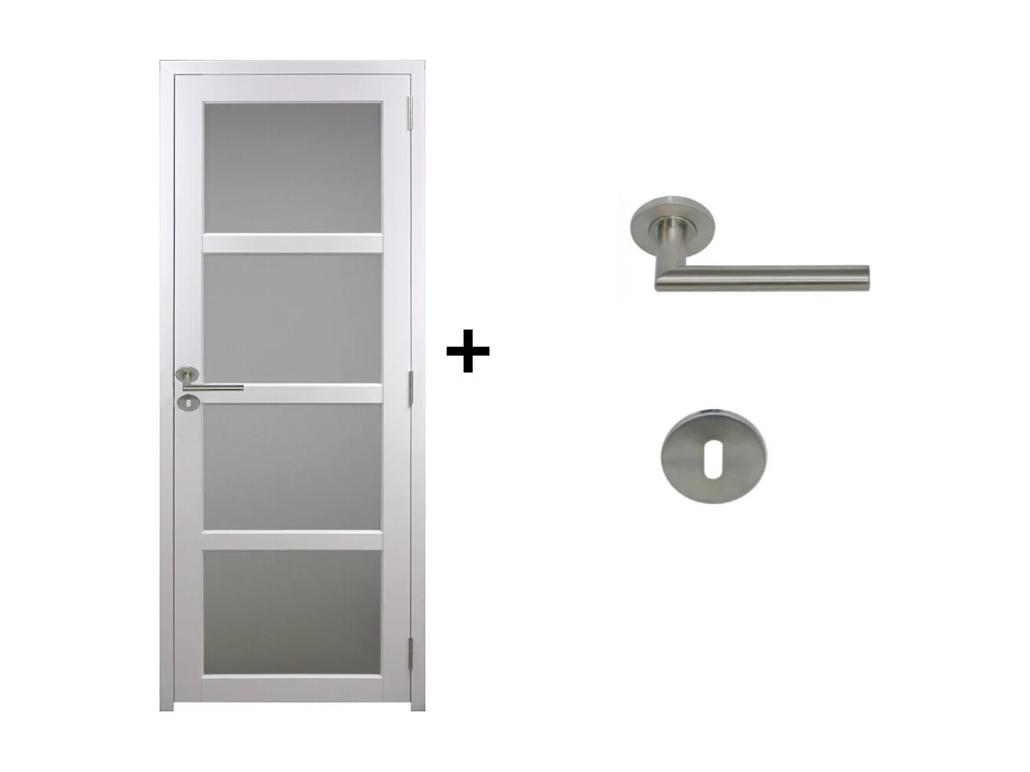 Bloc Porte Tana Vitree Blanc H204 x L83 Poussant Gauche Cotes Tableau +Poignee Pomerol