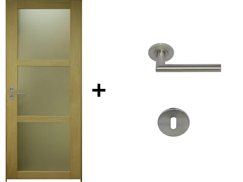 Bloque de puerta de vidrio Ayous H204 x L83 Empujando el panel lateral derecho + manija