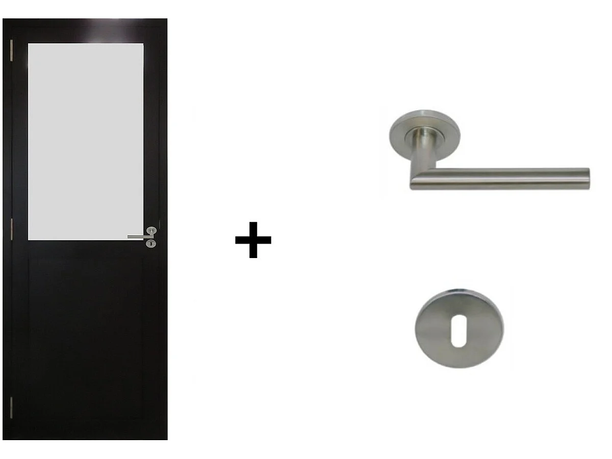 Blocco Porta Athena Nero H204 x L83 Dimensioni Tavolo Spingendo Destra + Maniglia