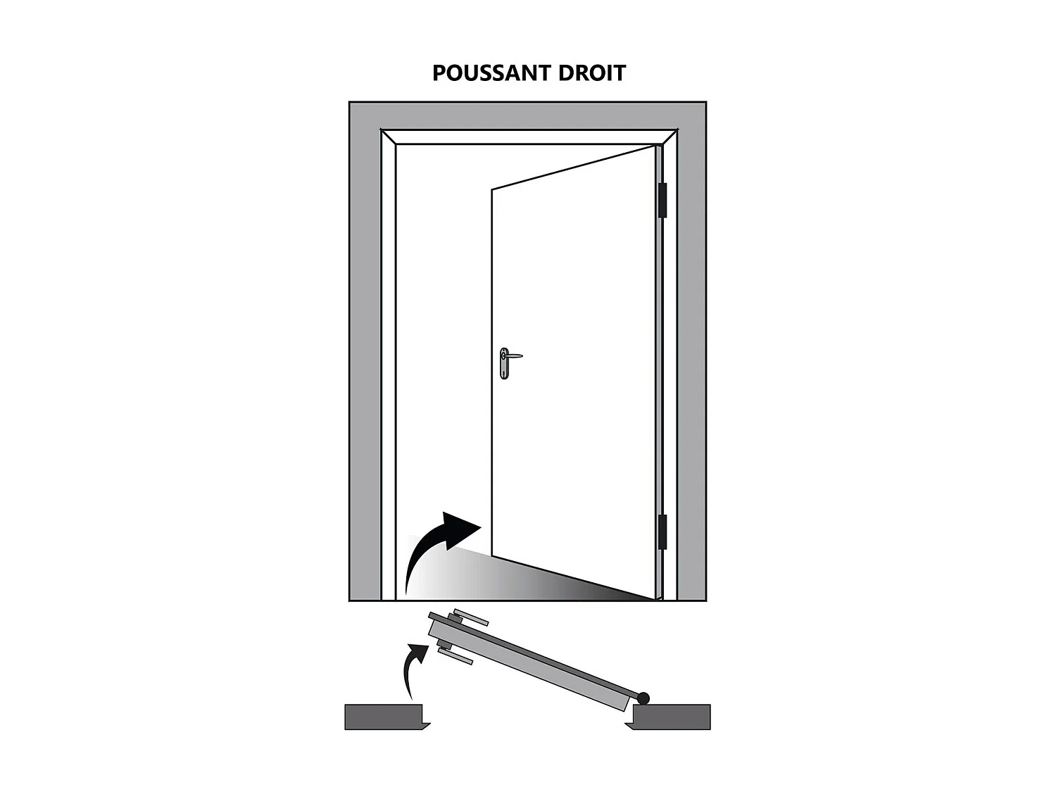 Bloc porte Grey Oak H204 x L83 Poussant Droite Cotes Tableau
