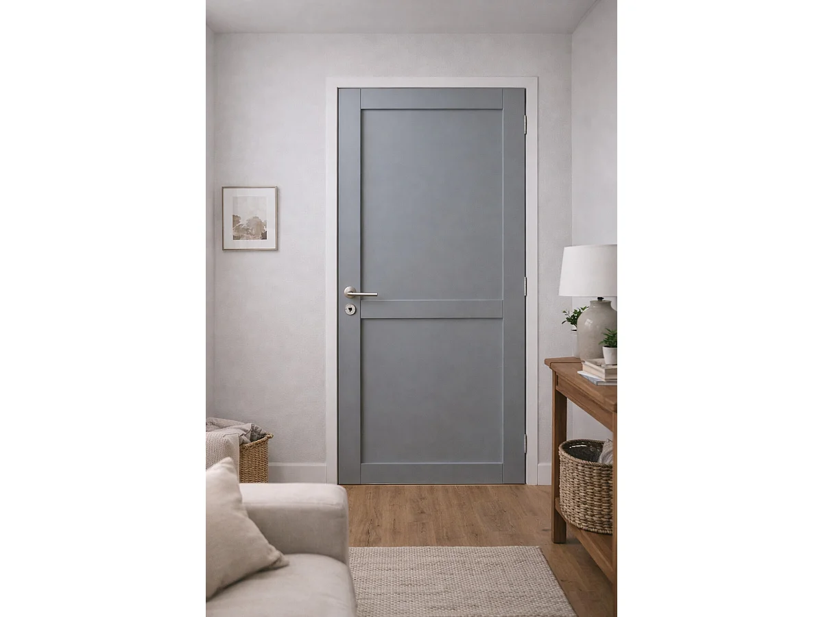 Blocco Porta Athena RAL7035 2 ante H204 x L83 Pannello Sinistro a Spinta + Maniglia