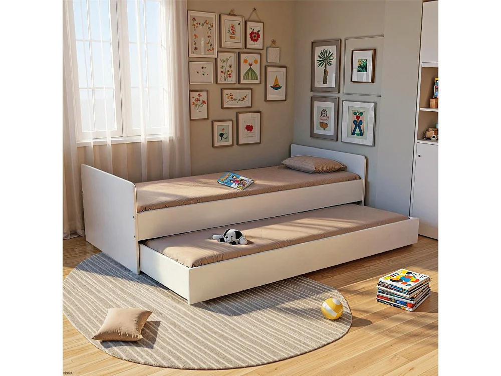 Lit gigogne 90x190 cm BALI / Blanc