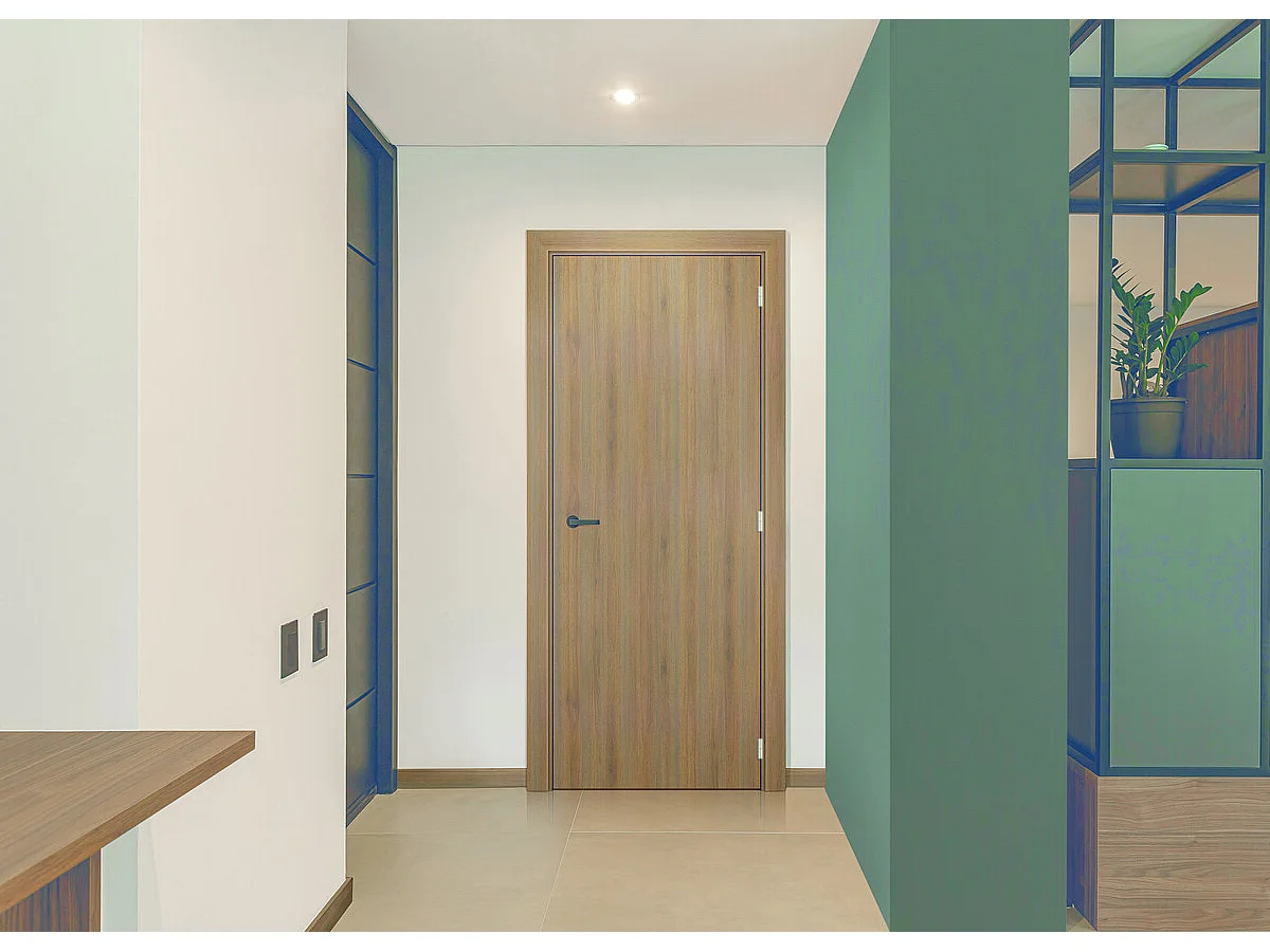 Bloc porte Light Walnut H204 x L73 Poussant Gauche Cotes Tableau