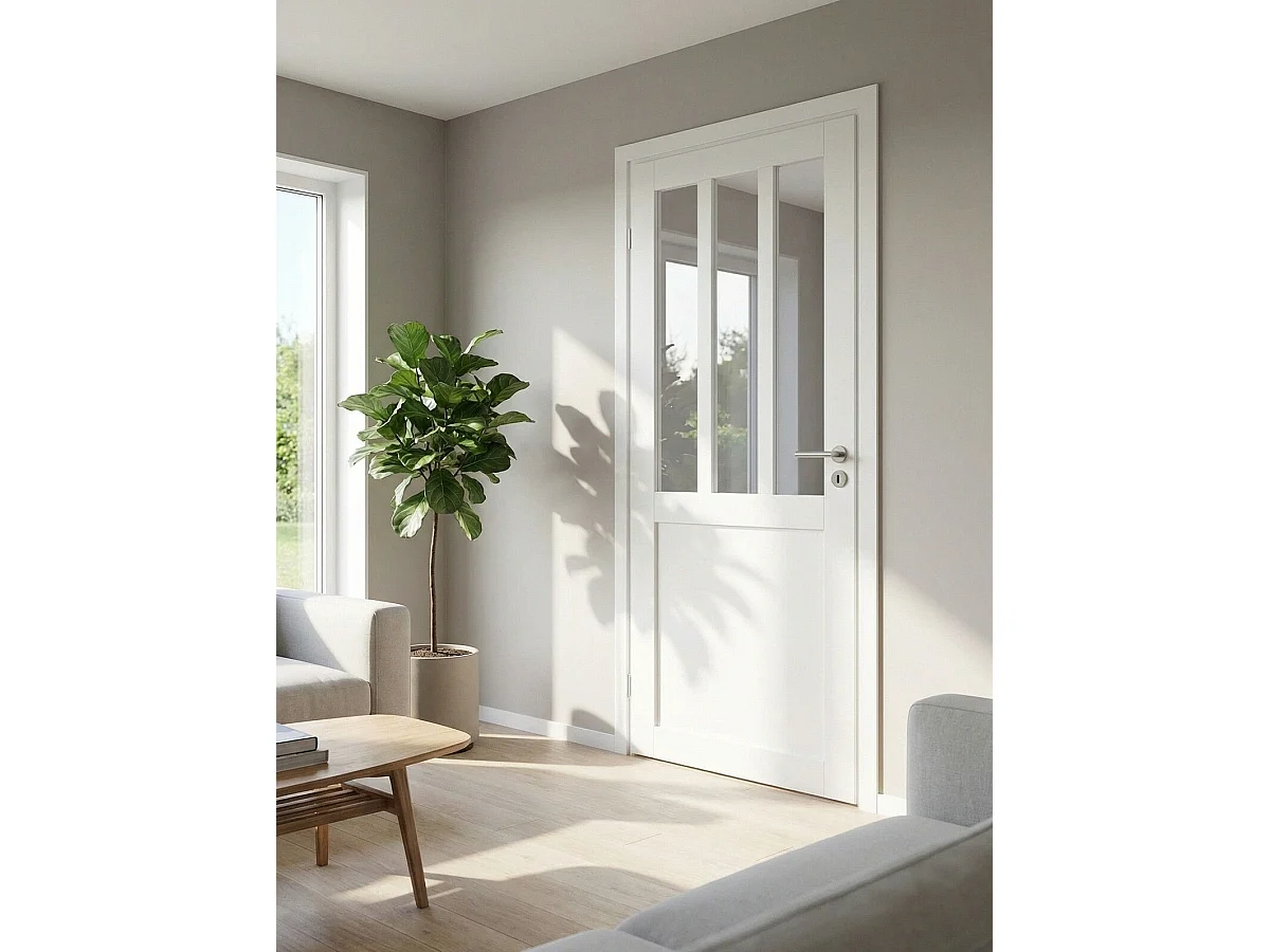 Blocco porta officina BIANCO H204 x L73 Pannello laterale destro a spinta + maniglia