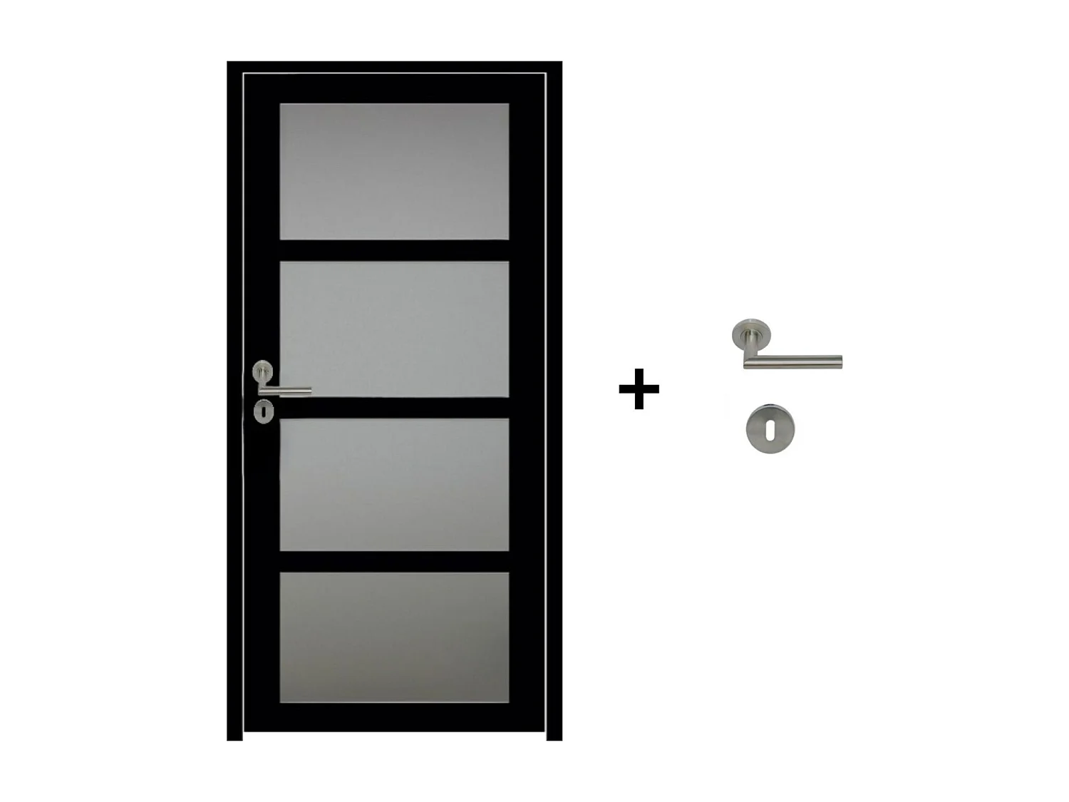 Bloc Porte Telia Noir Vitree H204 x L73 Poussant Droite Cotes Tableau +Poignee Pomerol