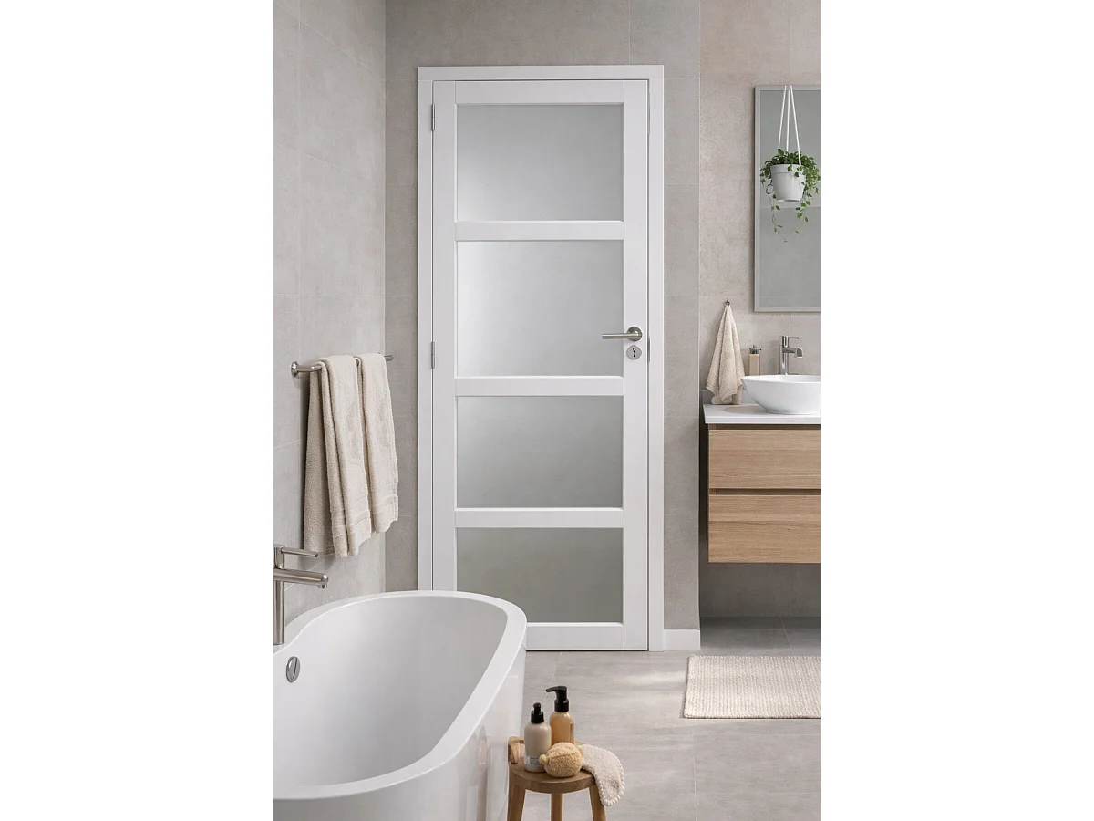 Blocco Porta Vetro Tana Bianco H204 x L73 Pannello Laterale a Spinta Destro + Maniglia