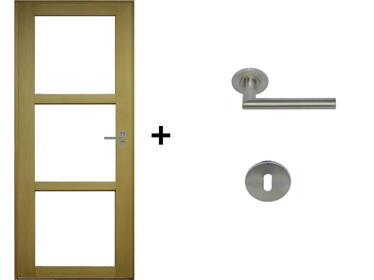 Blocco Porta Ayous Vetro Trasparente H204 x L73 Pannello Laterale Sinistro a Spinta + Maniglia