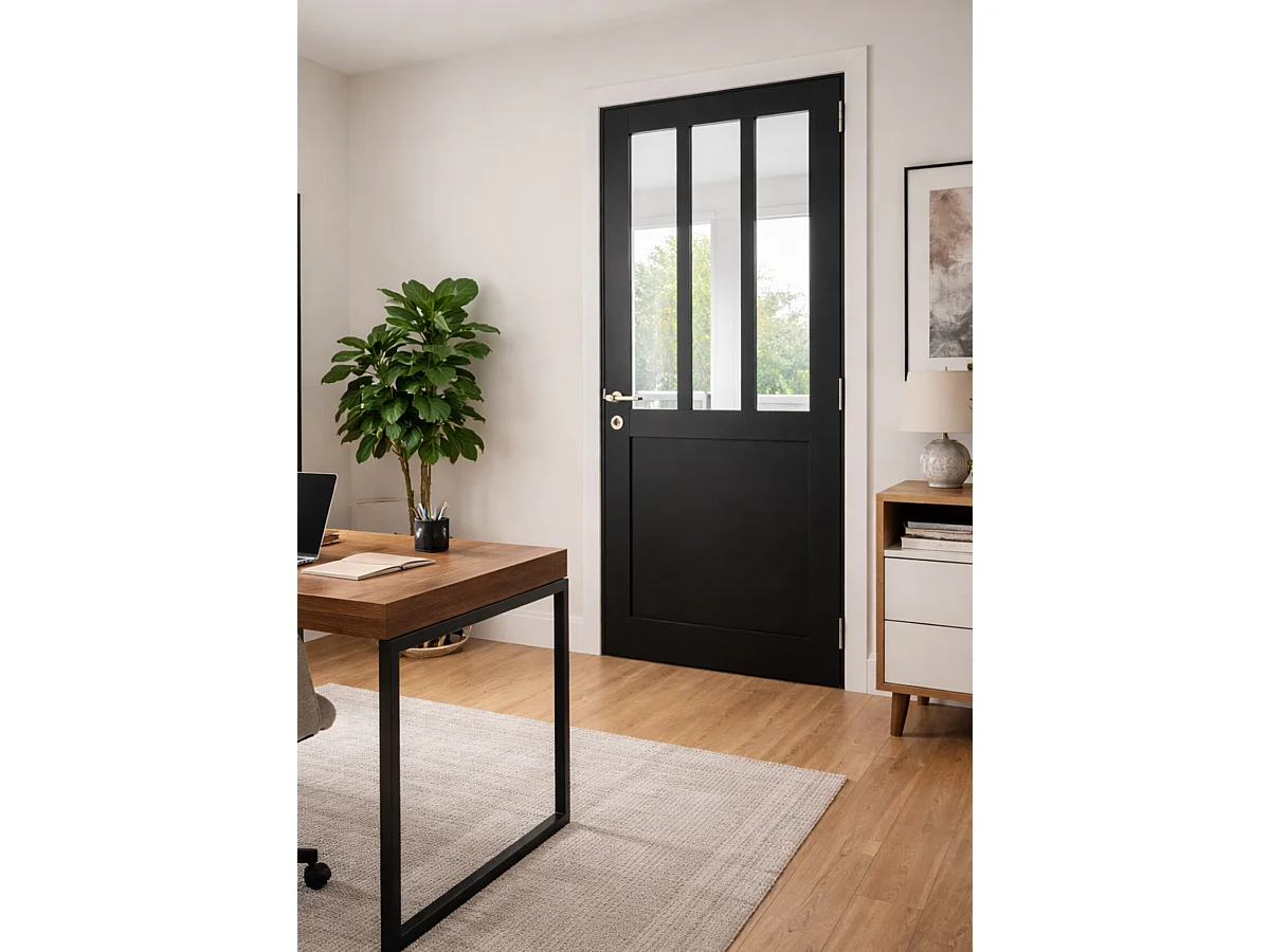 Blocco porta officina nero H204 x L83 Pannello laterale a spinta sinistro + maniglia