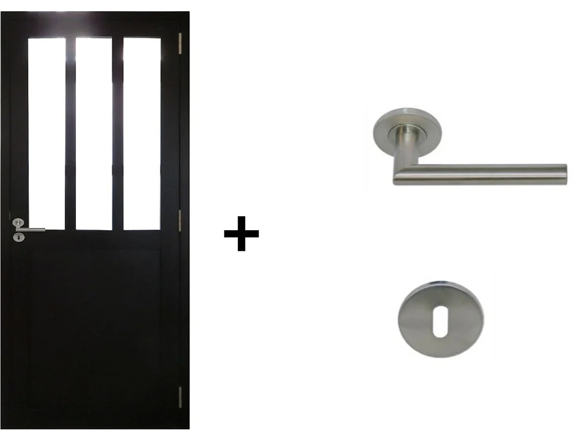 Blocco porta officina nero H204 x L83 Pannello laterale a spinta sinistro + maniglia