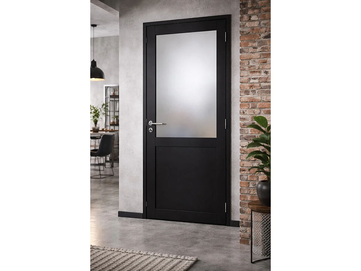 Blocco Porta Athena Nero H204 x L73 Dimensioni Tavolo Spingendo Sinistra + Maniglia