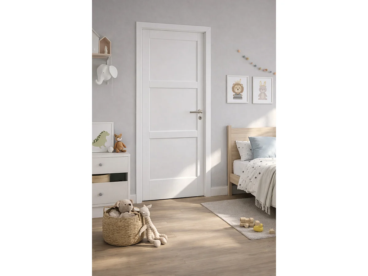 Blocco Porta Korya Bianco 3 Pannelli H204 x L73 Pannello Laterale Sinistro a Spinta + Maniglia