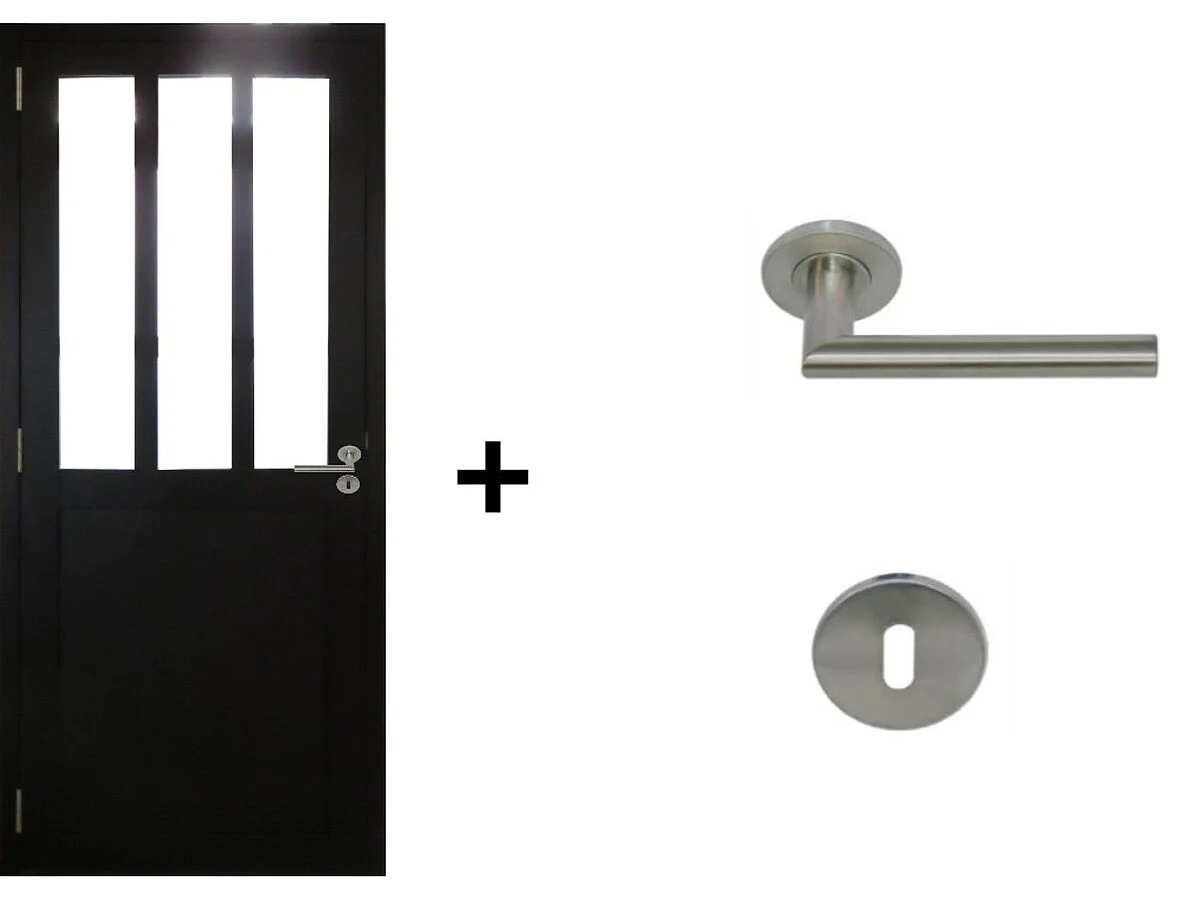 Blocco porta officina nero H204 x L83 Pannello laterale a spinta destro + maniglia