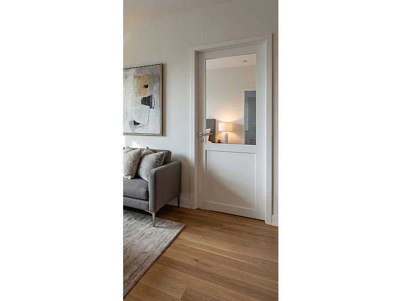 Bloc Porte Atelier Blanc Sans Meneau H204 X L83 Poussant Droite Côte Tableau + Poignee Pomerol Gd Menuiseries