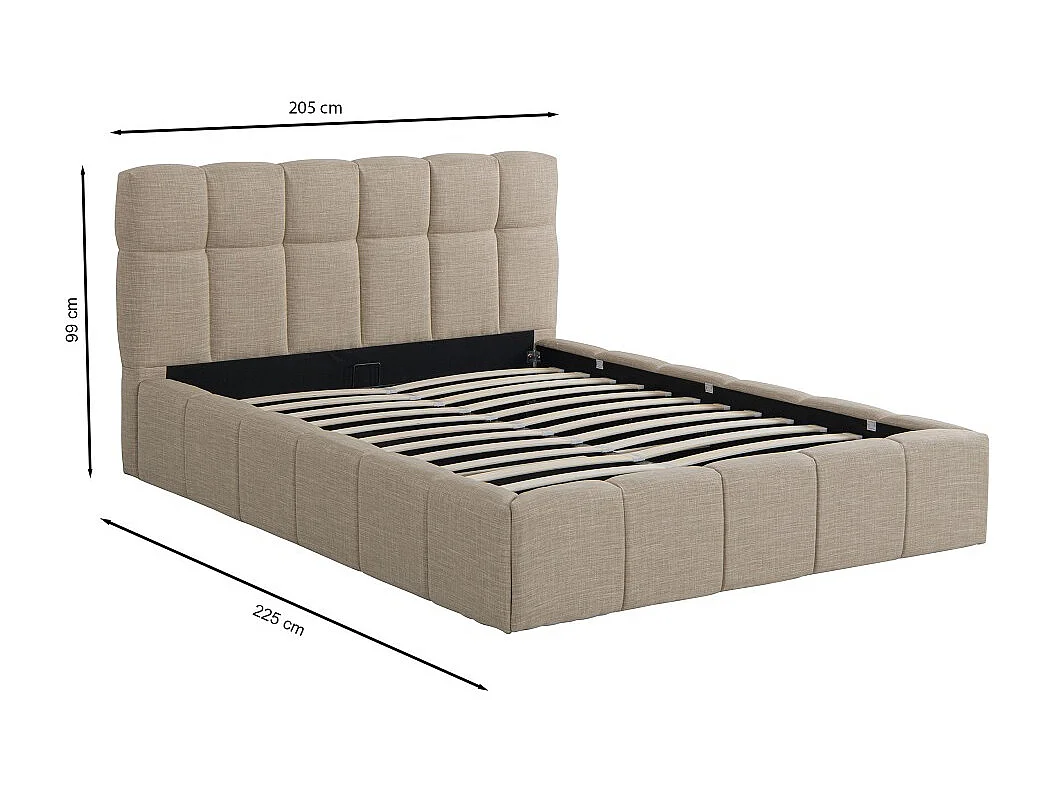 Lit coffre 180x200 cm ELIAS + sommier / Beige