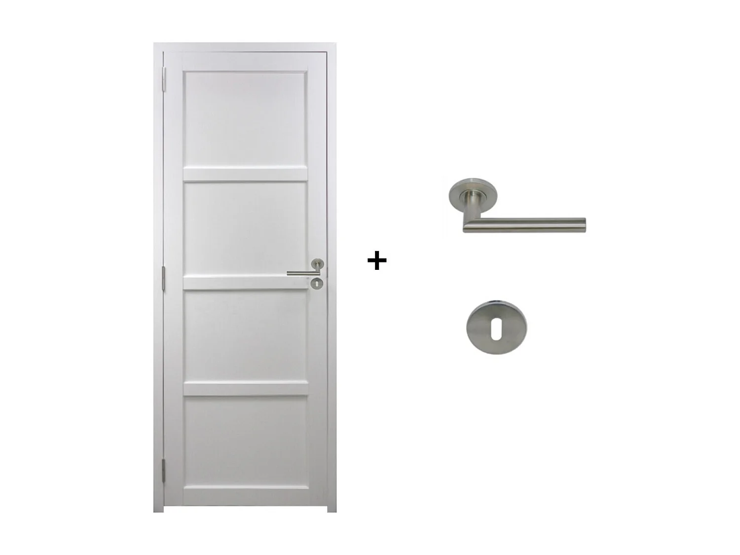 Bloc Porte Tamera Blanc H204 x L73 Poussant Droite Cotes Tableau +Poignee Pomerol