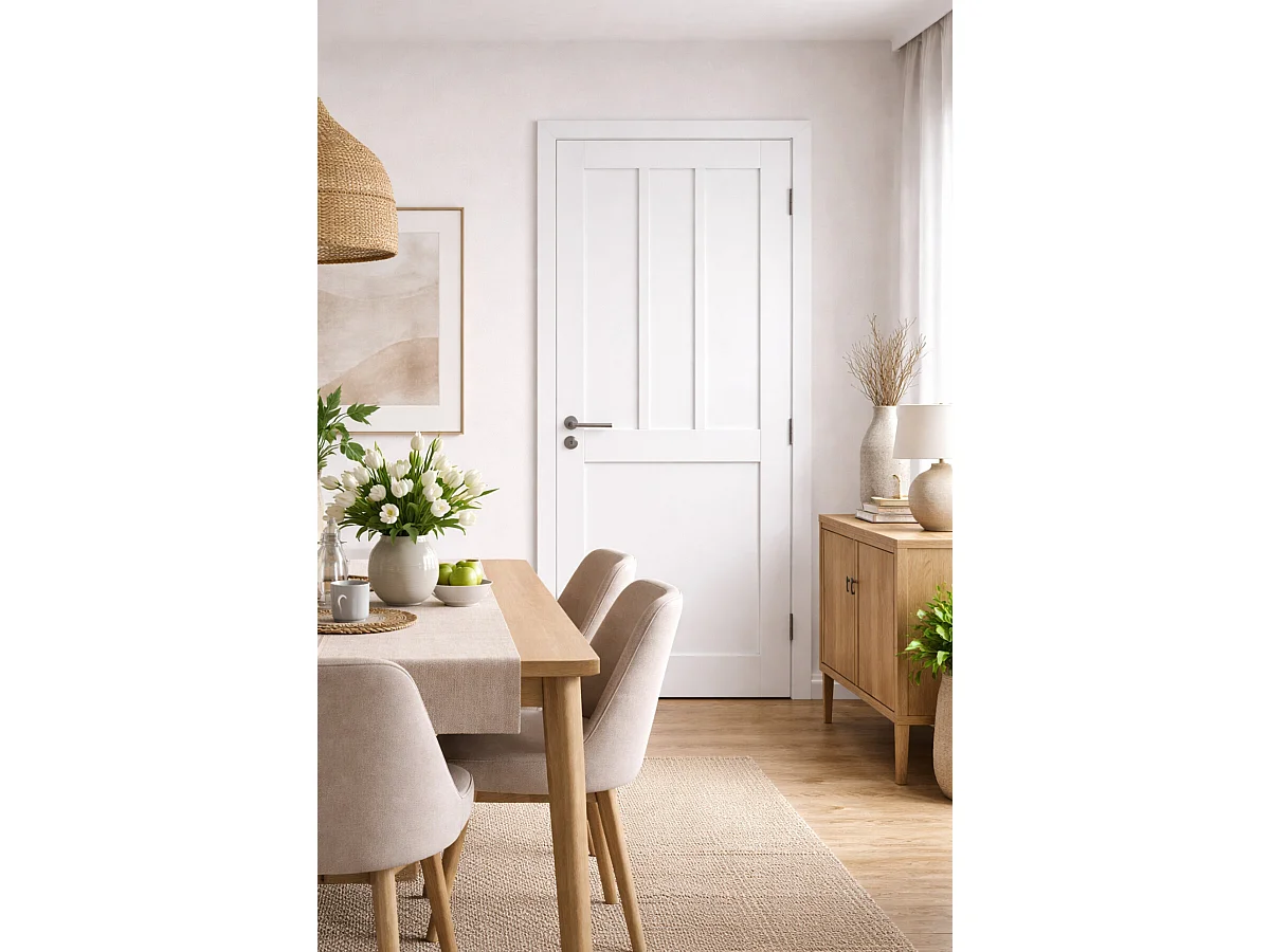 Blocco Porta Officina 2 Pannelli Bianco H204 x L83 Pannello Laterale Sinistro a Spinta + Maniglia