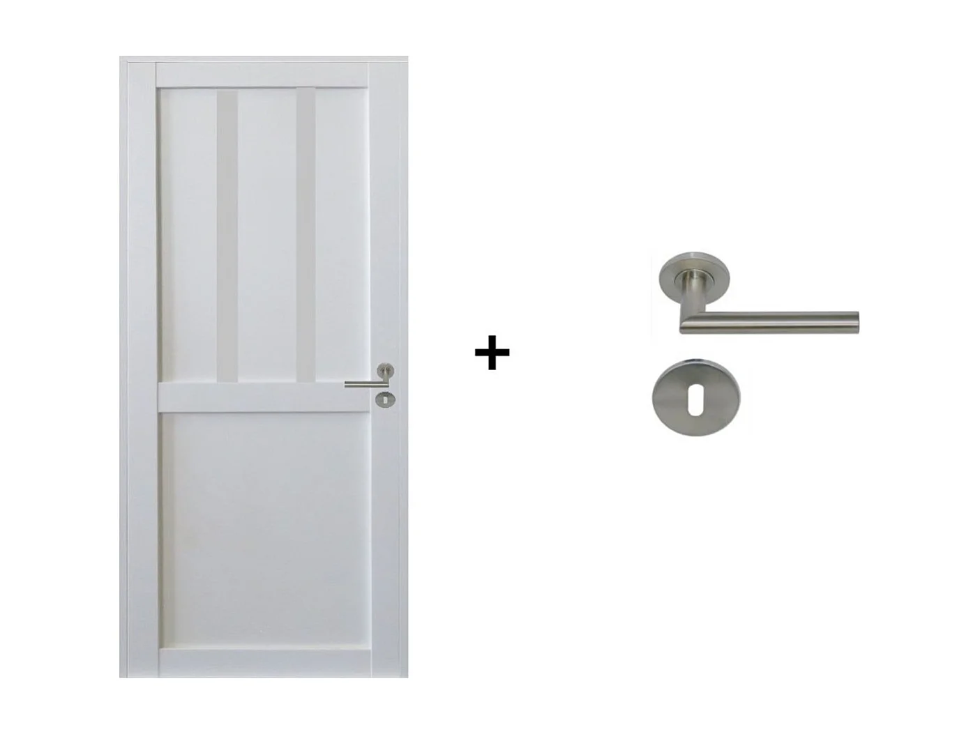 Bloc Porte Atelier 2 panneaux Blanc H204 x L73 Poussant Gauche Cotes Tableau +Poignee Pomerol