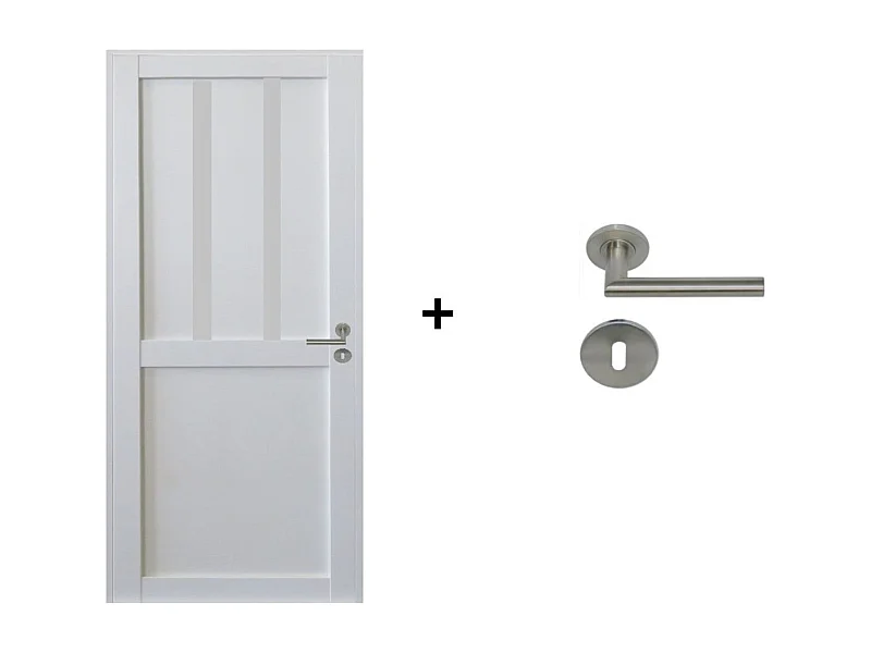 Bloc Porte Atelier 2 panneaux Blanc H204 x L73 Poussant Gauche Cotes Tableau +Poignee Pomerol