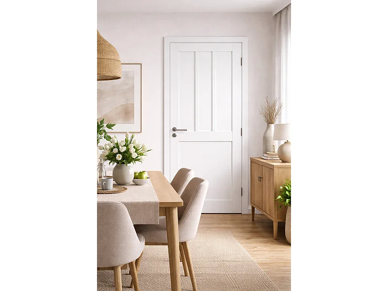 Blocco Porta Officina 2 Pannelli Bianco H204 x L73 Pannello Laterale Sinistro a Spinta + Maniglia