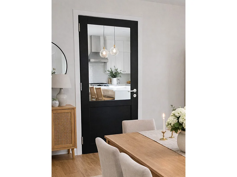 Bloc Porte Atelier Noir Sans Meneau H204 X L83 Poussant Droite Côte Tableau +poignee Pomerol Gd Menuiseries