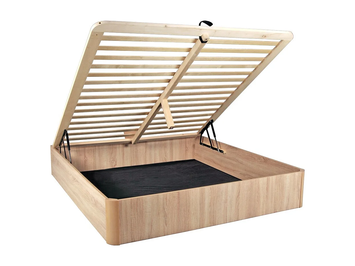 Lit coffre 160x200cm VERSO + 1 sommier / Décor Chêne Blanchi