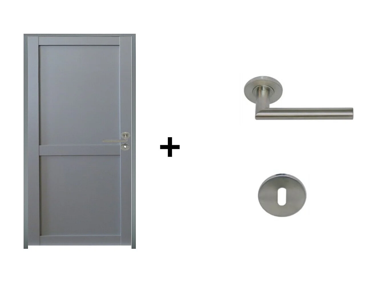 Blocco Porta Athena RAL7035 2 ante H204 x L73 Pannello Sinistro a Spinta + Maniglia