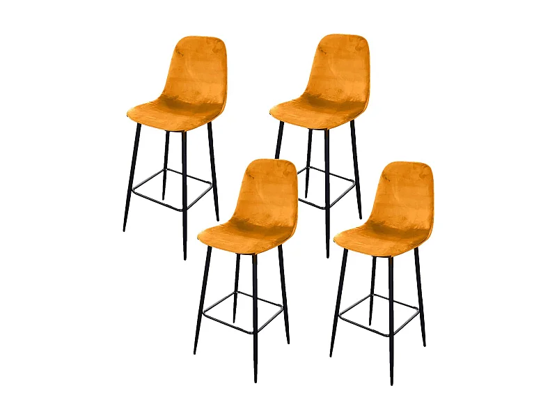 Lot de 4 Tabourets de bar en velours vintage Inoui