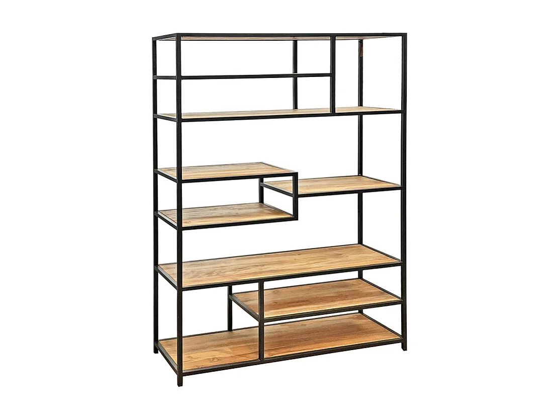 Bibliothèque H. 180 cm 9 étages en bois de teck et métal – COLSON