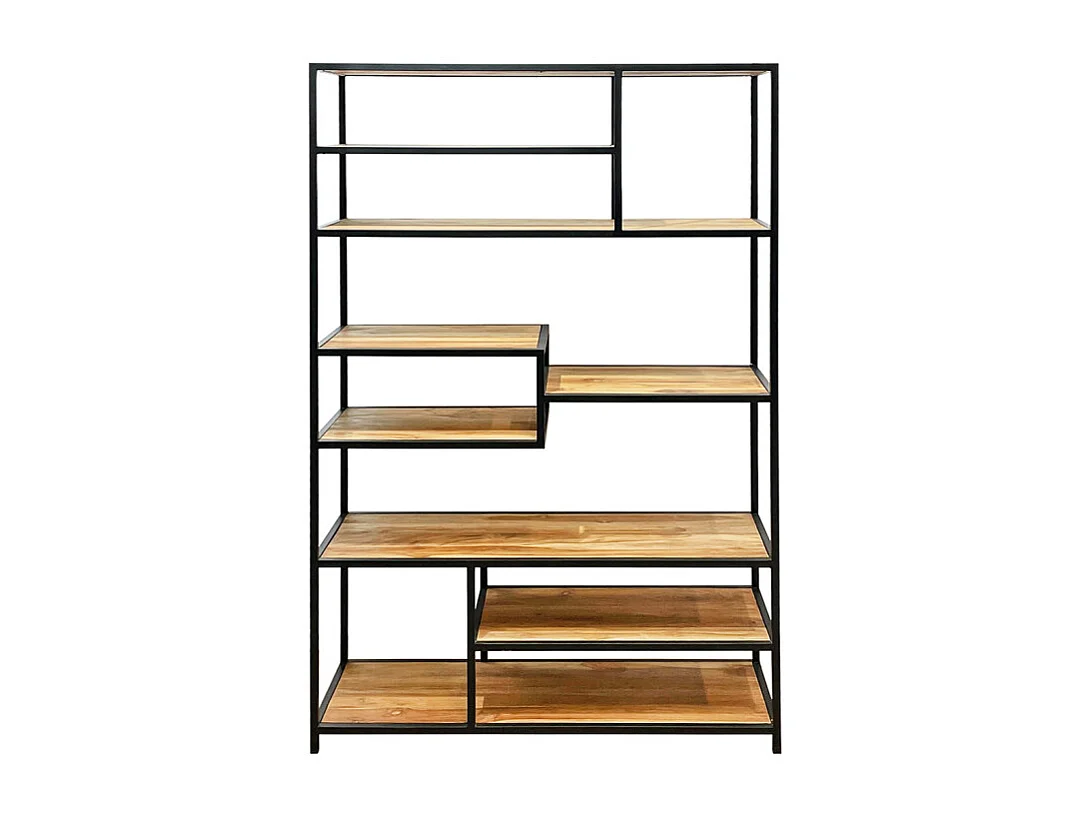 Bibliothèque H. 180 cm 9 étages en bois de teck et métal – COLSON