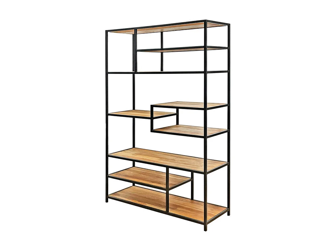 Bibliothèque H. 180 cm 9 étages en bois de teck et métal – COLSON