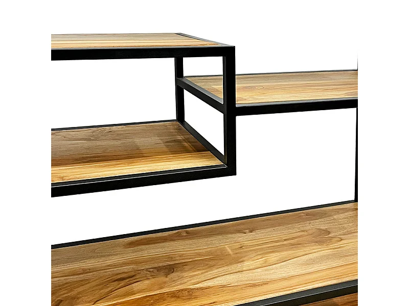 Bibliothèque H. 180 cm 9 étages en bois de teck et métal – COLSON