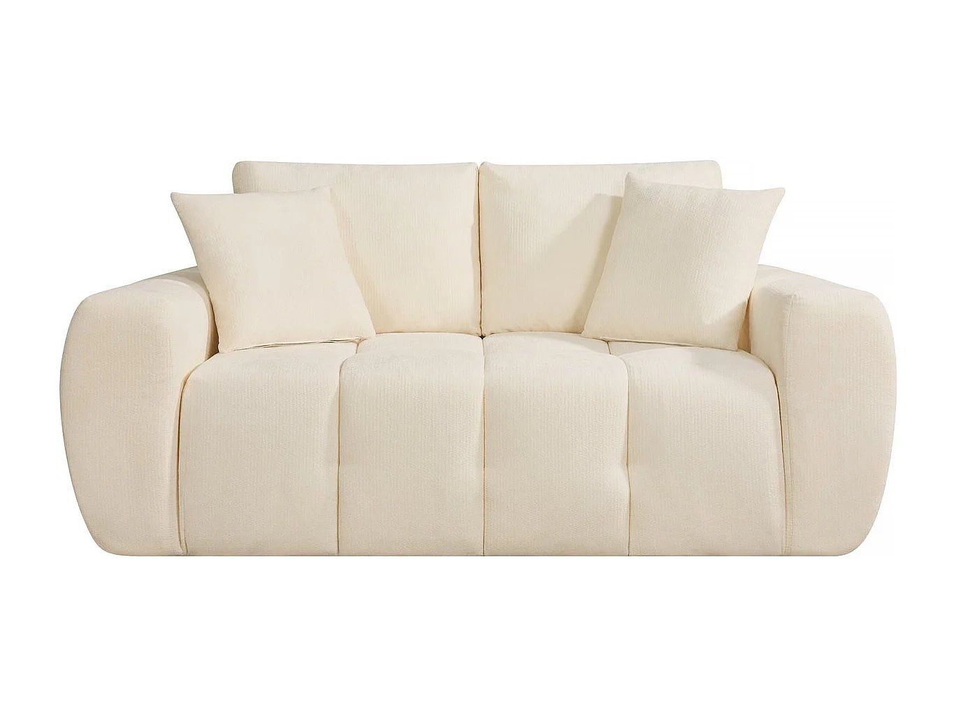 Canapé droit en tissu style bubble "Léonie" - 2 places - Beige