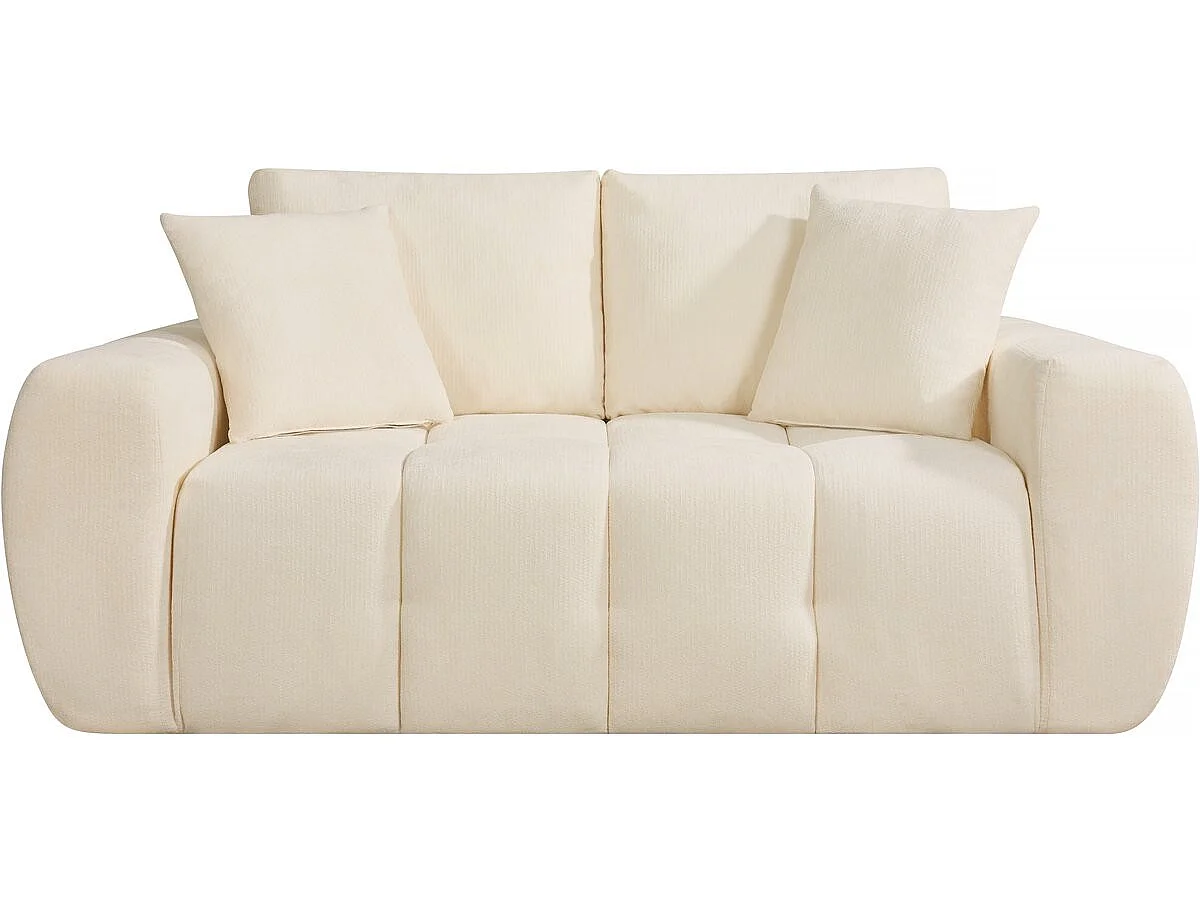 Canapé 2 places en tissu 3D beige LÉONIE