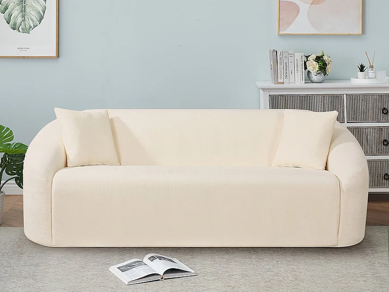 Canapé droit fixe en tissu "Ondine" - 3 places - Beige