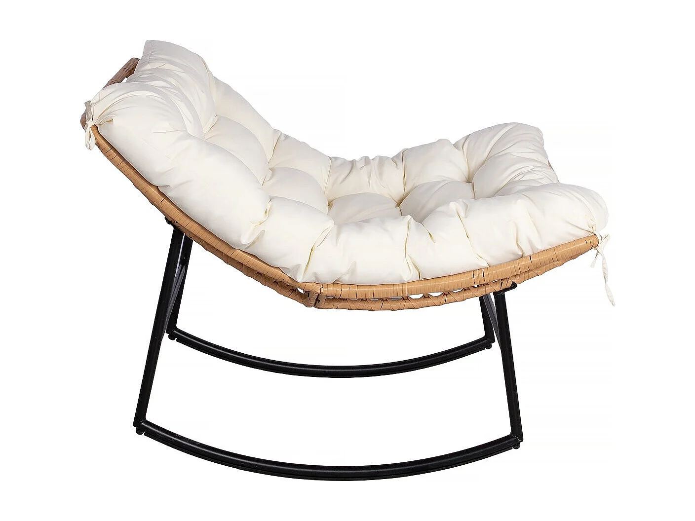 Silla mecedora "Papaya" con cojín para interior/exterior - Beige