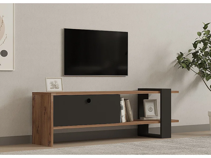 Meuble TV en bois "Ova" - 120 x 25 x 36 cm - ChêneAnthracite