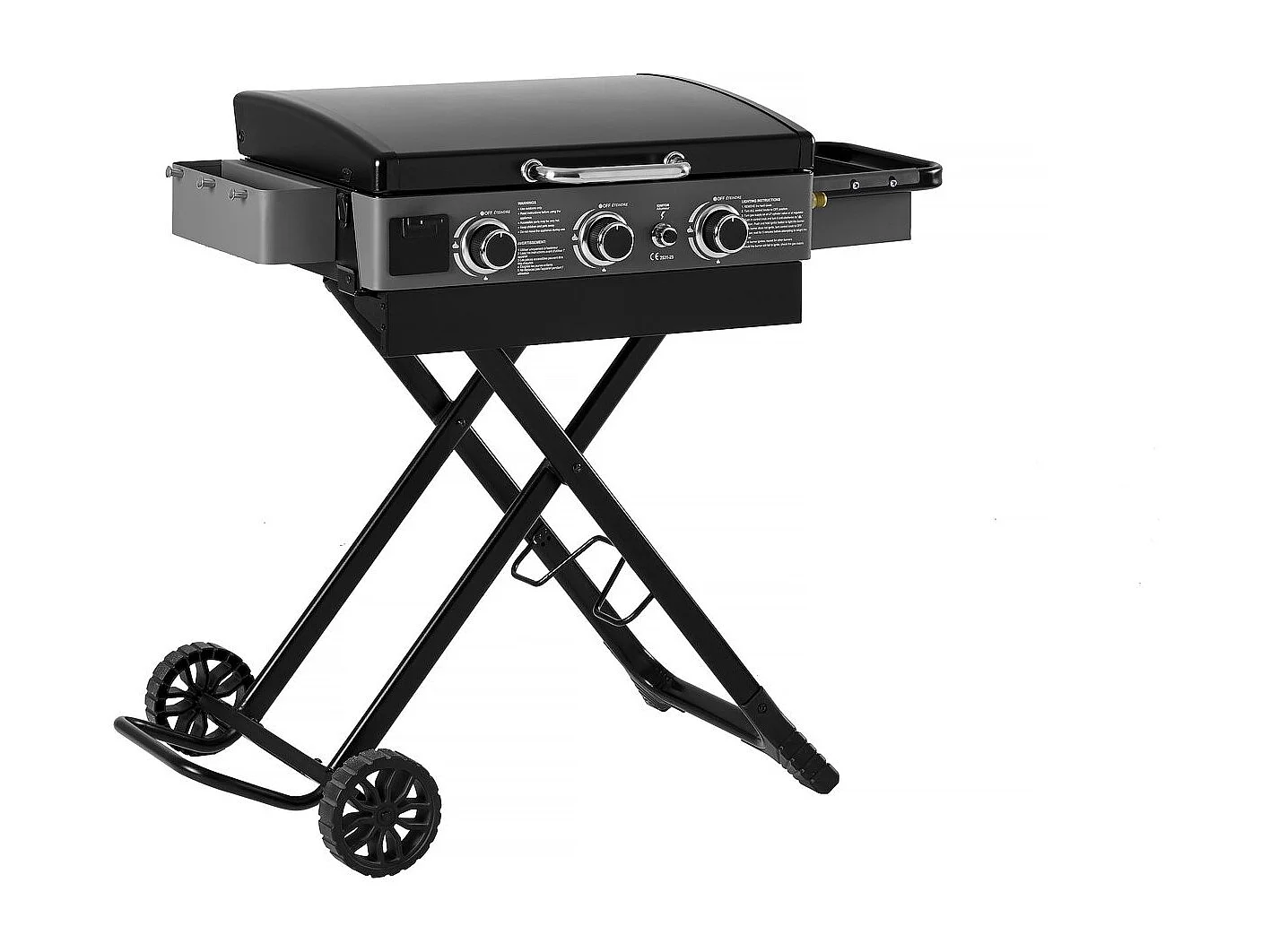 Plancha à gaz avec chariot pliable et portable "Firo" - 7,5 kw - Nero