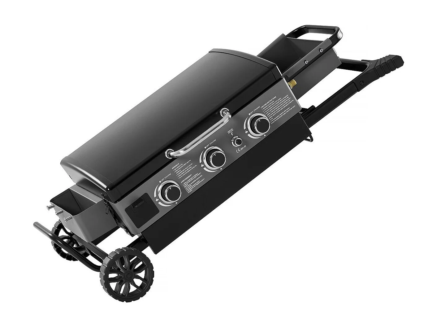 Plancha à gaz avec chariot pliable et portable "Firo" - 7,5 kw - Nero