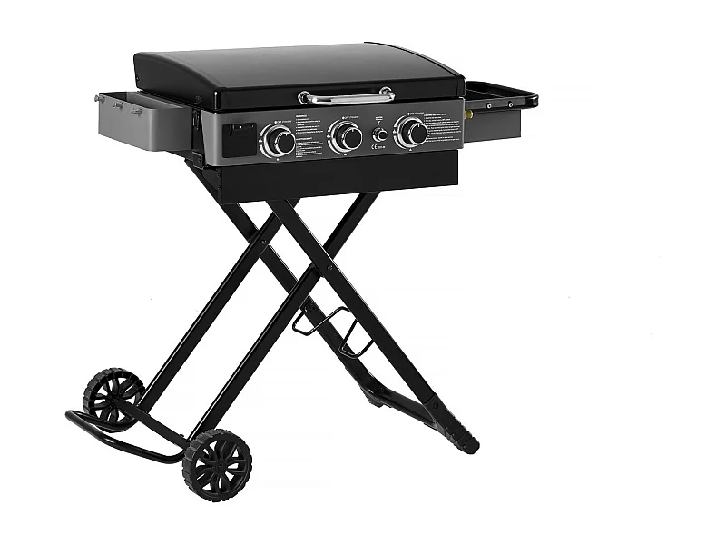 Plancha à gaz avec chariot pliable et portable "Firo" - 7,5 kw - Nero
