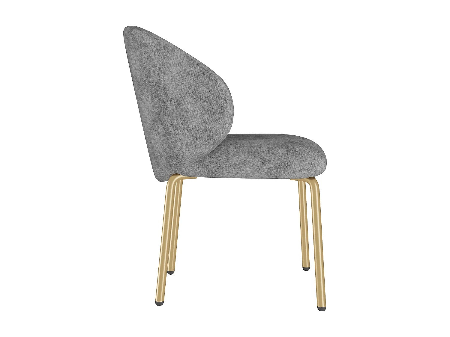 Chaise de salle à manger, assise rembourrée, pieds en fer, chenille gris