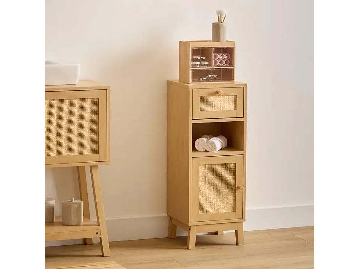 Meuble Bas Salle de Bain "Cane" 80cm Naturel